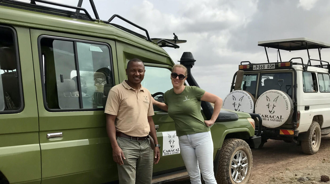 Ben and Marion in enduimet during safari with caracal tours & safaris in Tanzania