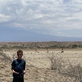 We met with giraffes in West Kilimanjaro with Caracal Tours and Safaris, Tanzania